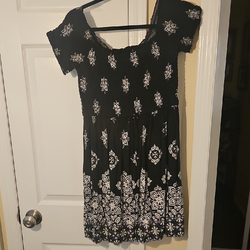 Xhilaration Black and White Patterned Mini Dress